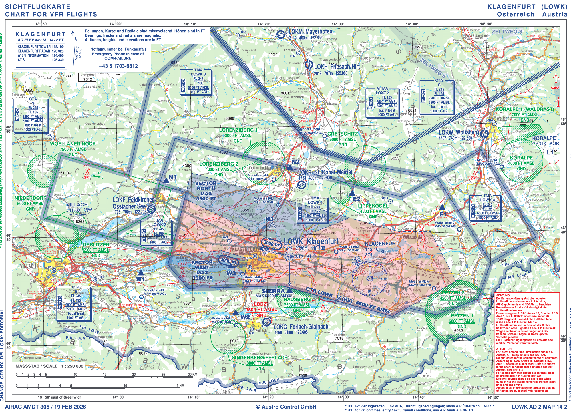 Sichtflugkarte LOWK (AIRAC AMDT 305, 19.02.2026)